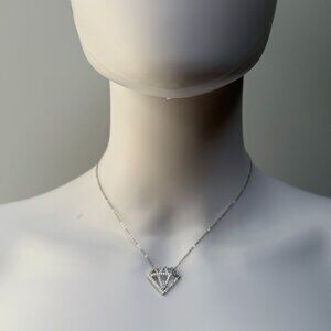New In Box Radiance by Absolute Sterling Silver Diamond Shape 2D Necklace